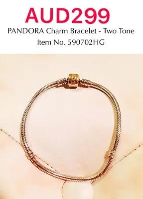 PANDORA 925 Silver Bracelet With 14K Gold Clasp Crown O 590702HG 20CM • $299