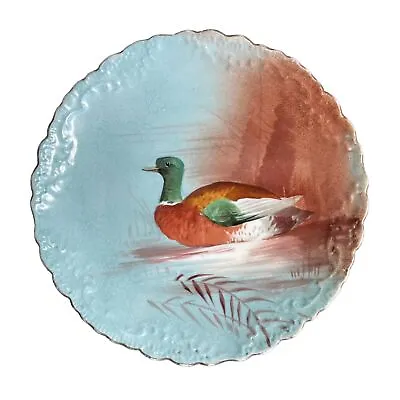 Antique B&H Limoges France HP 10 1/2 Inch Mallard Cabinet Display Game Plate • £47.49