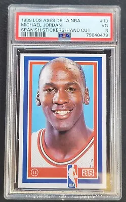 Michael Jordan 1989 Los Ases De La NBA Spanish Stickers PSA 3 #13 LOOKS MINT!📈 • $999