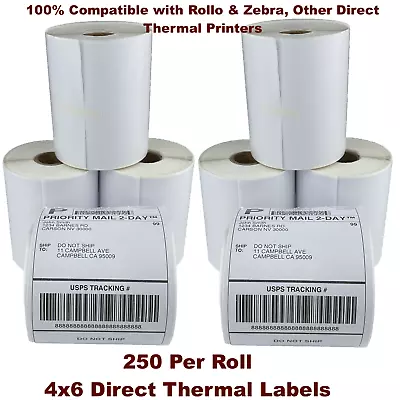 8 Rolls Label 4x6 Zebra 2844 Eltron ZP450 Direct Thermal Shipping 2000 Labels • $38.90