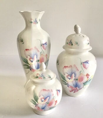 £27 • Buy Aynsley Little Sweetheart Set Of Three, Vase, 2 Lidded Pots/ Urns  Bone China 