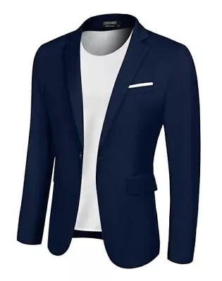  Men's Slim Fit Casual Blazers Lightweight Sport Coats One XX-Large Dark Blue • $95.18