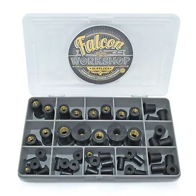 £14.75 • Buy 45 Assorted Piece M3 M4 M5 M6 M8 Black Rubber Rub Well Nuts Rivet Rivnut Kit