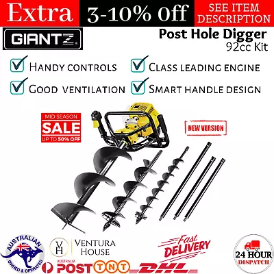 Giantz 92CC Petrol Post Hole Digger Auger Drill Fence Borer Diggers Earth Power • $375.08