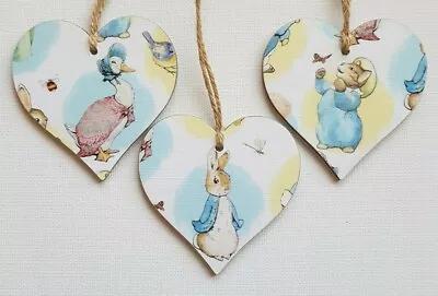 £4.20 • Buy Handmade Wooden Hanging Heart Door Hanger Gorgeous Peter Rabbit & Friends Prints