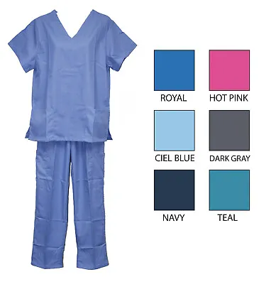 Womens Mens Medical Scrubs Sets Uniforms Tops Pants Unisex S-2XL Plus Size (221) • $4.99