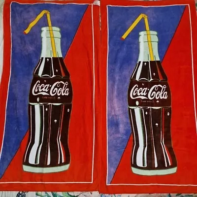 Vintage Pair Of Coca Cola COKE Promotional Surf Beach Towels 143cm X 75cm • $50