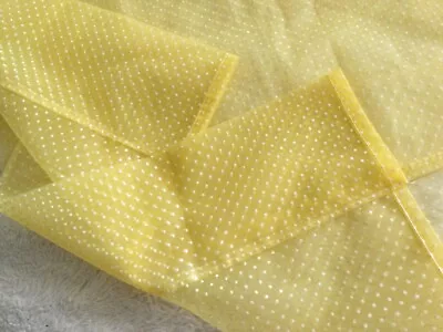 2 Vintage  Flocked Dotted Swiss Curtain YELLOW 29” Wide 35” Long • $9.99