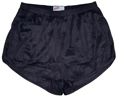 Black Nylon Soffe Ranger Panties Silkies Running Track Shorts Men's Medium • $17.95