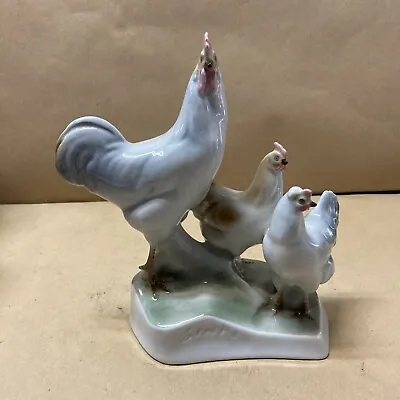 Vintage ZSOLNAY PECS HUNGARY  Hand Painted Chook Rooster Figure Ornament F746a • $99.99