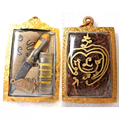 Meed Mor LP Derm Knife Amulet Locket Dagger Buddha Gold Pendant Yant Talisman • $52.44