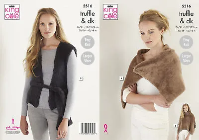 King Cole Ladies Truffle & DK Knitting Pattern Easy Knit Wrap Poncho Tabard 5516 • £4.99