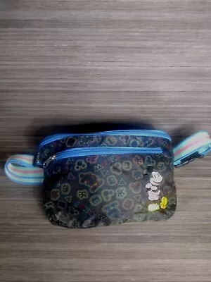 Disney Parks Mickey Mouse Black Blue Character Print Fanny Pack Sling Bag • £24.09