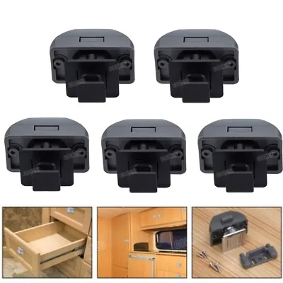 5PC Push Button Catch Lock Cupboard Door Drawer Cabinet Camper Square Latch Knob • £24.43