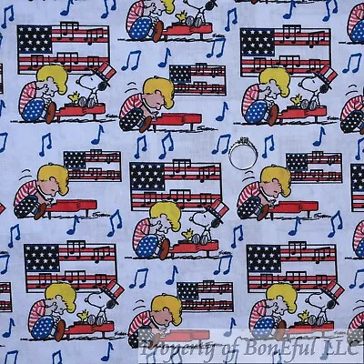 BonEful Fabric FQ Cotton Quilt Charlie Brown Peanuts Schoeder Music Note Piano • $5.78