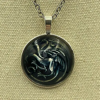 GAME OF THRONES Blue Dragon Pendant Necklace Daenerys Targaryen Christmas Gift • £12