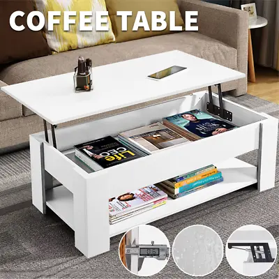  Coffee Table With Storage Lift Top Up Drawer Shelf Living Room Furniture White • £52.39