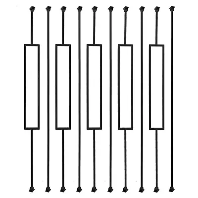 Set Of 10 Deck Wrought Iron Balusters Square Iron 1/2  Spindles Matte Black • $53.99