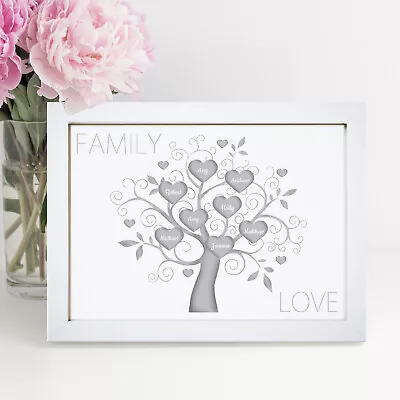 Personalised Family Tree Print Birthday Gift Mothers Day Gifts Wall Art Picture • £34.49