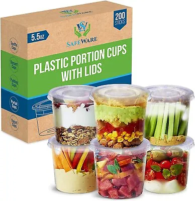 [5.5oz-200 Set] Disposable Clear Plastic Cups With Lids. • $22.99