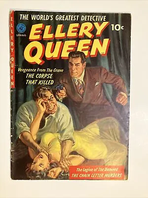 Ellery Queen #1 1952 Low Grade GGA Strangulation Cover Golden Age Headlights • $149