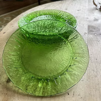 MCM Morgantown 4 Crinkle Glass Pattern Avocado Green Textured Salad Plate 7 1/4  • $36