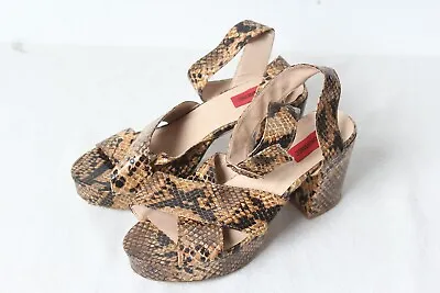 London Rebel Snakeslin Block Heel Shoes - Size 39 (ba34) • £5.99