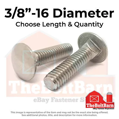 3/8 -16 Stainless Steel 18-8 Carriage Bolts (Choose Length & Qty) • $8.60