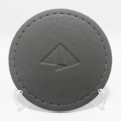 NEW Set Of 10 Gray Leather Coasters - Abstract Triangle Graphic & Edge Stitching • $31.99