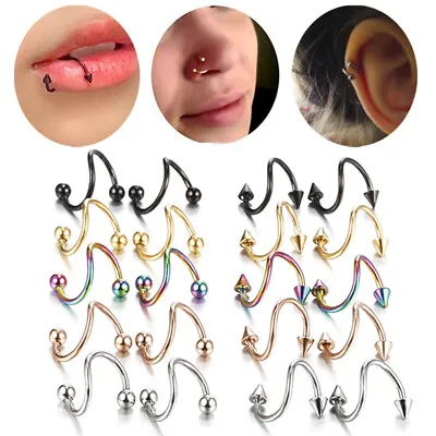 $1.29 • Buy Nose Ring Eyebrow Lip Studs Earrings Surgical Steel Body Piercing Rings Hoop US