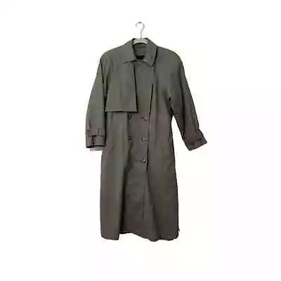 Vtg Jacqueline Ferrar Versatile Double Breasted Trench Coat Women 10P Army Green • $49.99