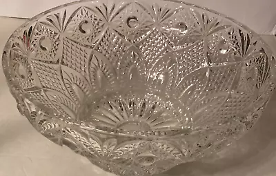 Vintage Bohemia Crystal-Cystalex 10  Fruit Salad Serving Bowl Clear • $20