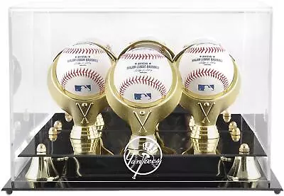 Yankees Golden Classic Three Baseball Logo Display Case - Fanatics • $71.99