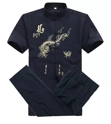 M-3XL 2pcs Traditional Chinese Style Clothes - Wu Shu / Kung Fu Uniform For Men • £27.17