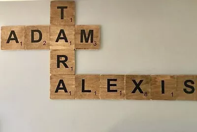 $2.99 • Buy PERSONALIZED HAND CUT LARGE WALL ART SCRABBLE TILES - FINISHED WOOD 4in X 4in