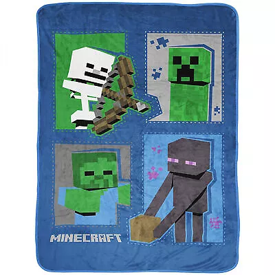 Minecraft Dungeon Mobs Squares 46' X 60' Fleece Throw Blanket Multi-Color • $27.98