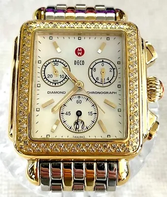 Michele Gold And Diamond Deco Watch (Model MSW06A01) With Mother Of Pearl Face • $1025