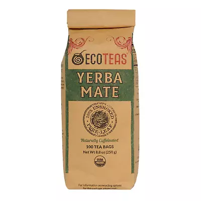 Organic Yerba Mate 100% Unsmoked Pure 100 Tea Bags - ECOTEAS • £48.66