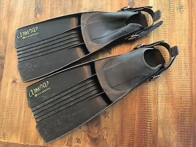 Vintage Compro US Divers Fins Made In Italy Size S 6-8 Black Scuba Fins Snorkel • $24.50