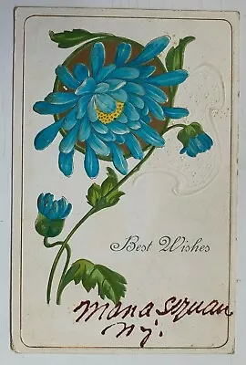 1907 NJ Postcard Manasquan NJ Glitter Writing Embossed Flowers Greeting Monmouth • $7.99