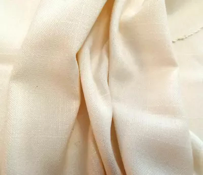 Vintage Linen Weave Fabric 1980s Ivory Synthetic Blend 60  X 90  • $14.99