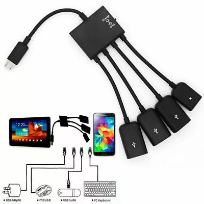 4 Port Micro USB Power Charging OTG Hub Cable For Android Tablet Smartphone • $3.56