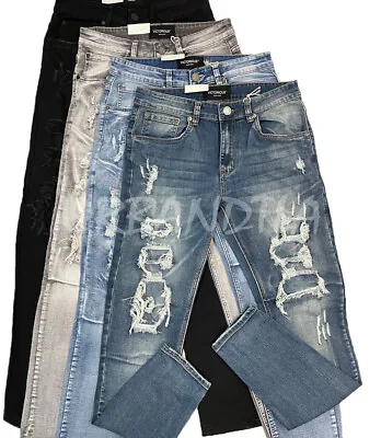 Men's Stretch Washed Distressed Denim Jeans Faded Riped Jean Pants DL1119 • $32.95