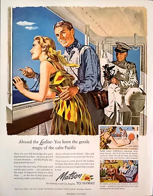 1949 Matson San Francisco Los Angeles Hawaii Cruises Navigator Art Print Ad • $14.99