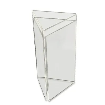 ACRYLIC 3 SIDED 1/3rd A4 MENU HOLDER DISPLAY TABLE TOP TRIANGLE IN CLEAR PERSPEX • £12.89