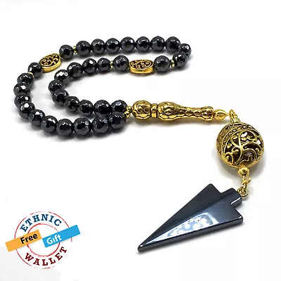 Hematite Prayer Beads-Tesbih-Tasbih-Misbaha-Masbaha-Worry Beads & Arrow Tassel • $39.99