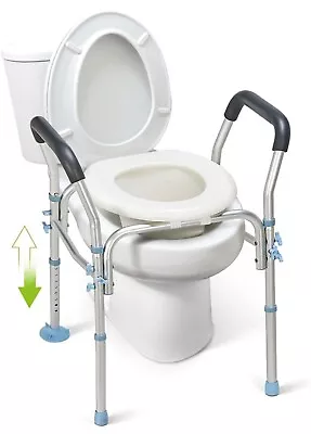 Raised Stand Alone Toilet Seat With Handles-Medical Commode Chair-NEW • $30