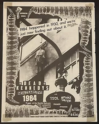 DEAD KENNEDYS Concert Flyer/ Poster New Years 1984 Butthole Surfers TSOL (PUNK) • $145