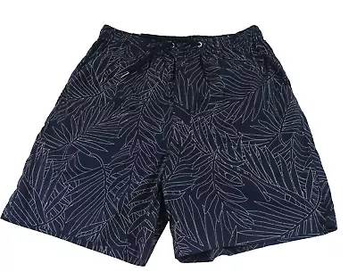 Armani Exchange Mens Bermuda Shorts 33 Navy Blue Tropical Design Drawstring • $35.99