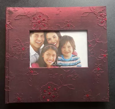 Burgundy Flower Embroidered Photo Album 4x6 Back Pocket 40 Pages Christmas • $7.97